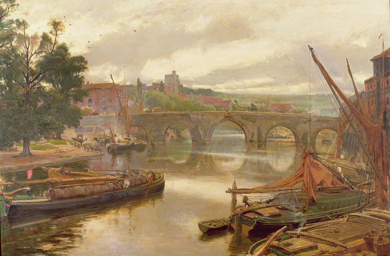 Die alte Brücke, Maidstone, Blick nach Süden von Albert Goodwin