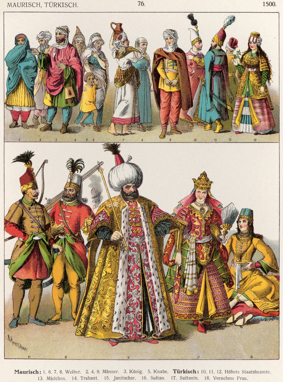 Maurische und türkische Tracht, um 1500, aus 