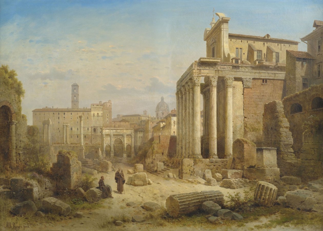 Blick auf das Forum Romanum mit dem Septimius-Severus-Bogen und dem Tempel der Faustina und des Antonius Pius von Albert Rieger