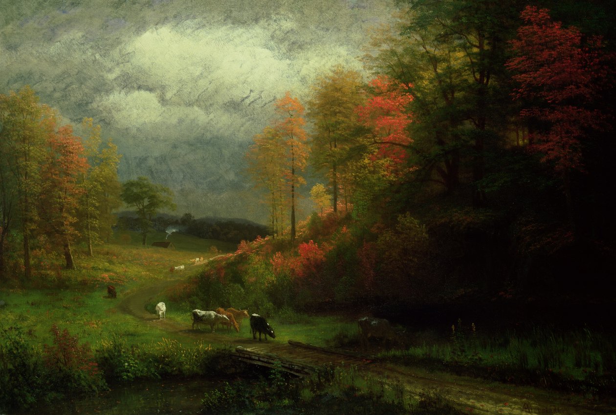 Regentag im Herbst, Massachusetts, 1857 von Albert Bierstadt