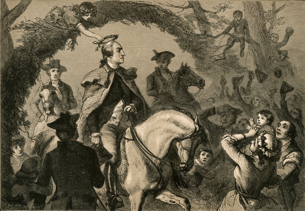 Angelica Peale krönt Washington, 1877 von Albert Bobbett