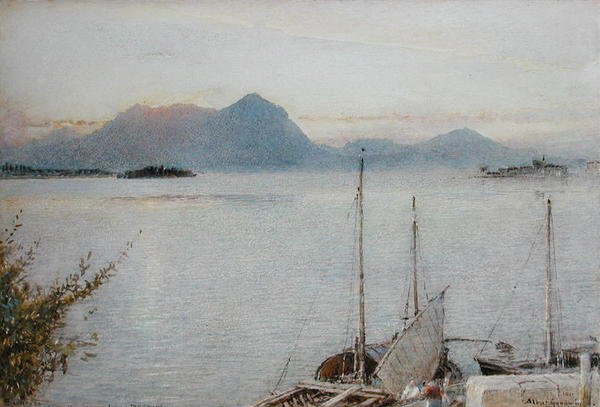 Sonnenaufgang von Baveno, Lago Maggiore von Albert Goodwin