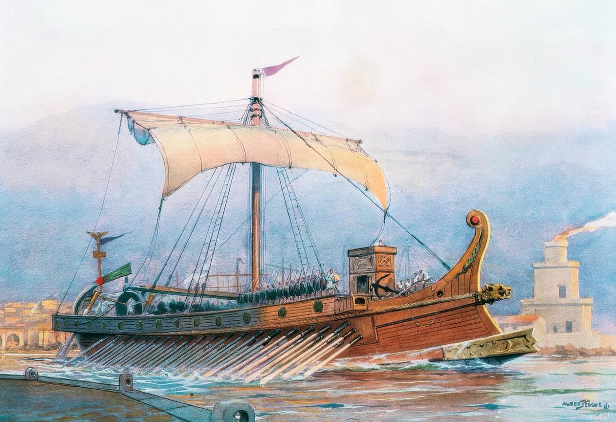 Schiff aus der römischen Kaiserzeit verlässt das Arsenal von Albert Sébille