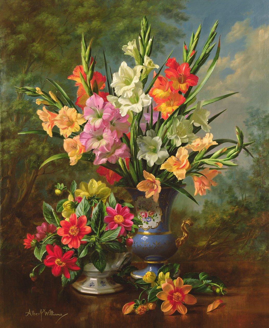 Gladiolen und Dahlien von Albert Williams