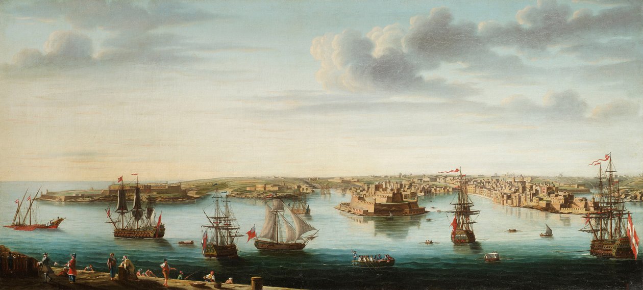Eine von sieben Ansichten von Valletta, Malta und seiner Umgebung, ca. 1753 von Alberto Pullicino