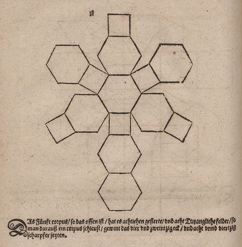 Netzabwicklung eines abgestumpften Oktaeders von Albrecht Dürer