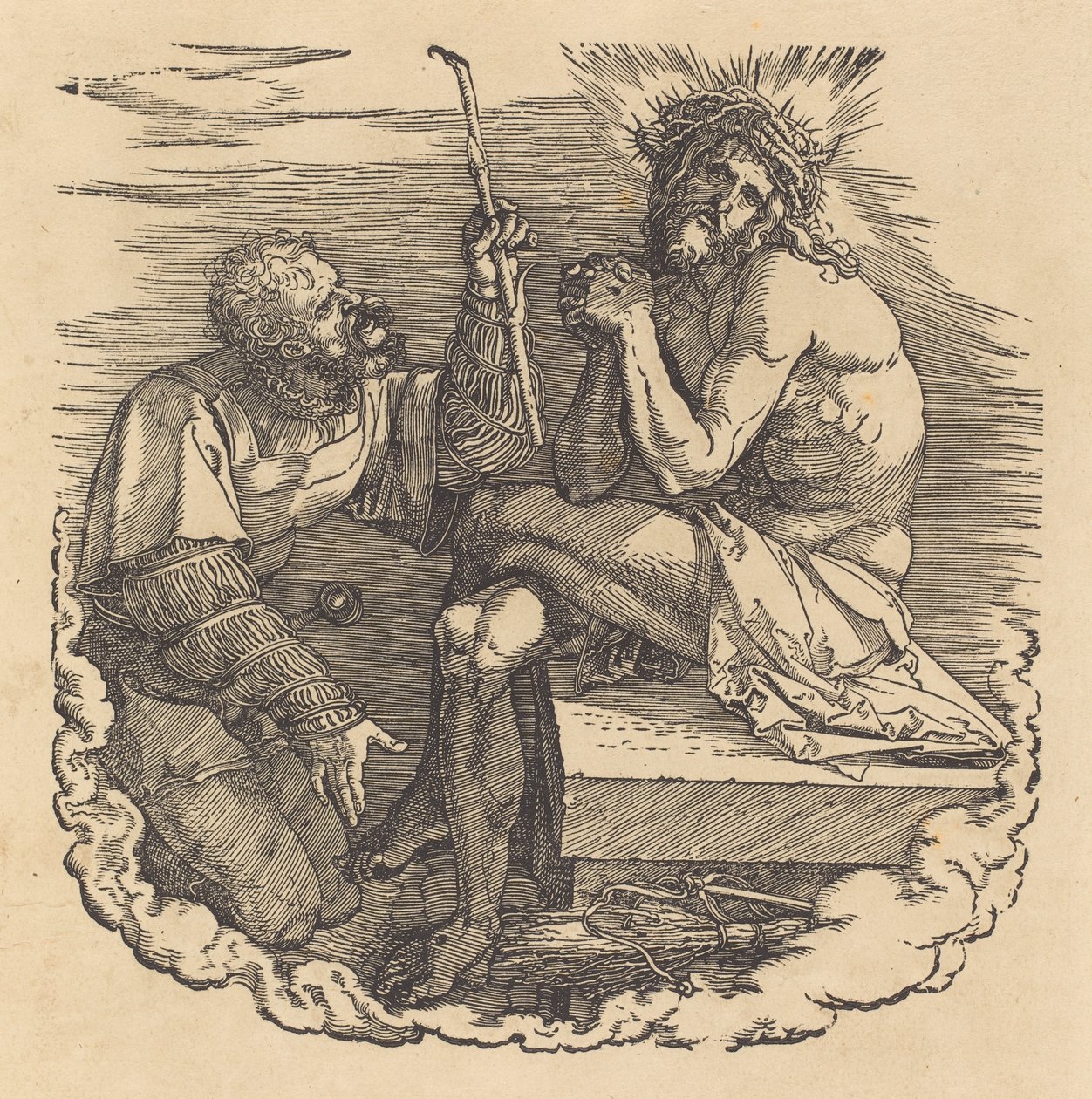 Der Mann der Schmerzen von einem Soldaten verspottet von Albrecht Dürer