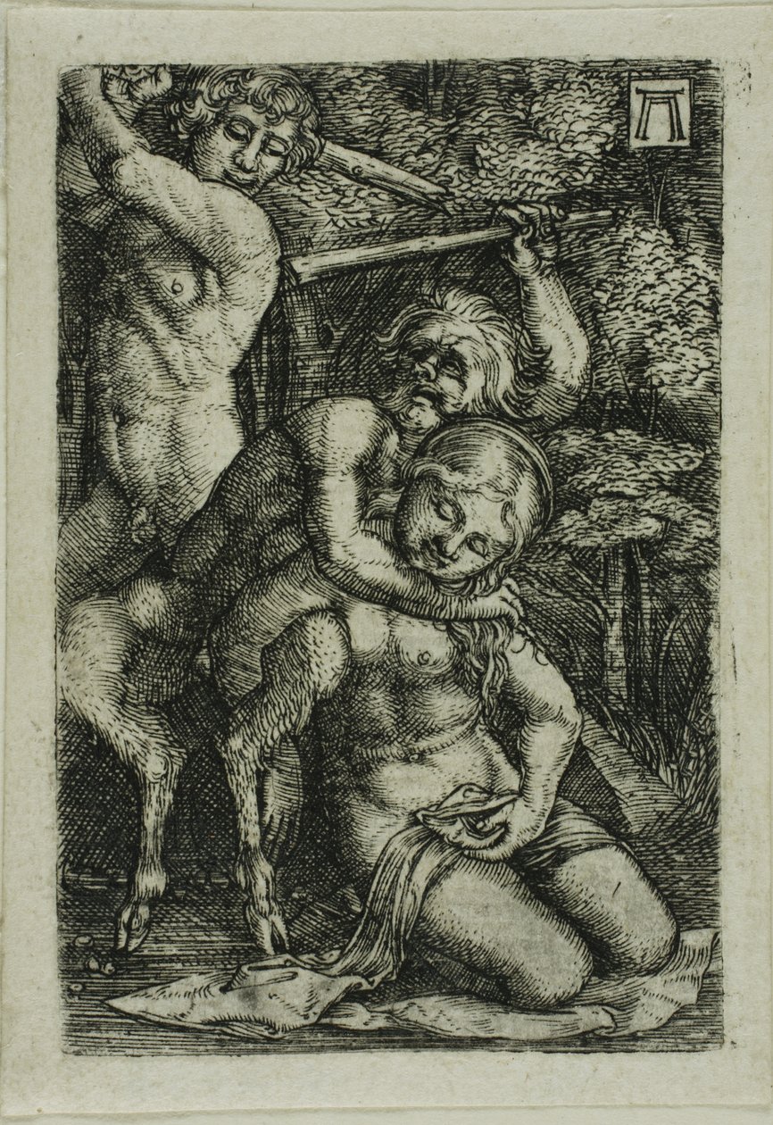 Zwei Satyrn kämpfen um eine Nymphe von Albrecht Altdorfer