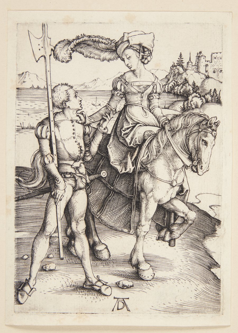 Dame zu Pferd und Landsknecht von Albrecht Dürer