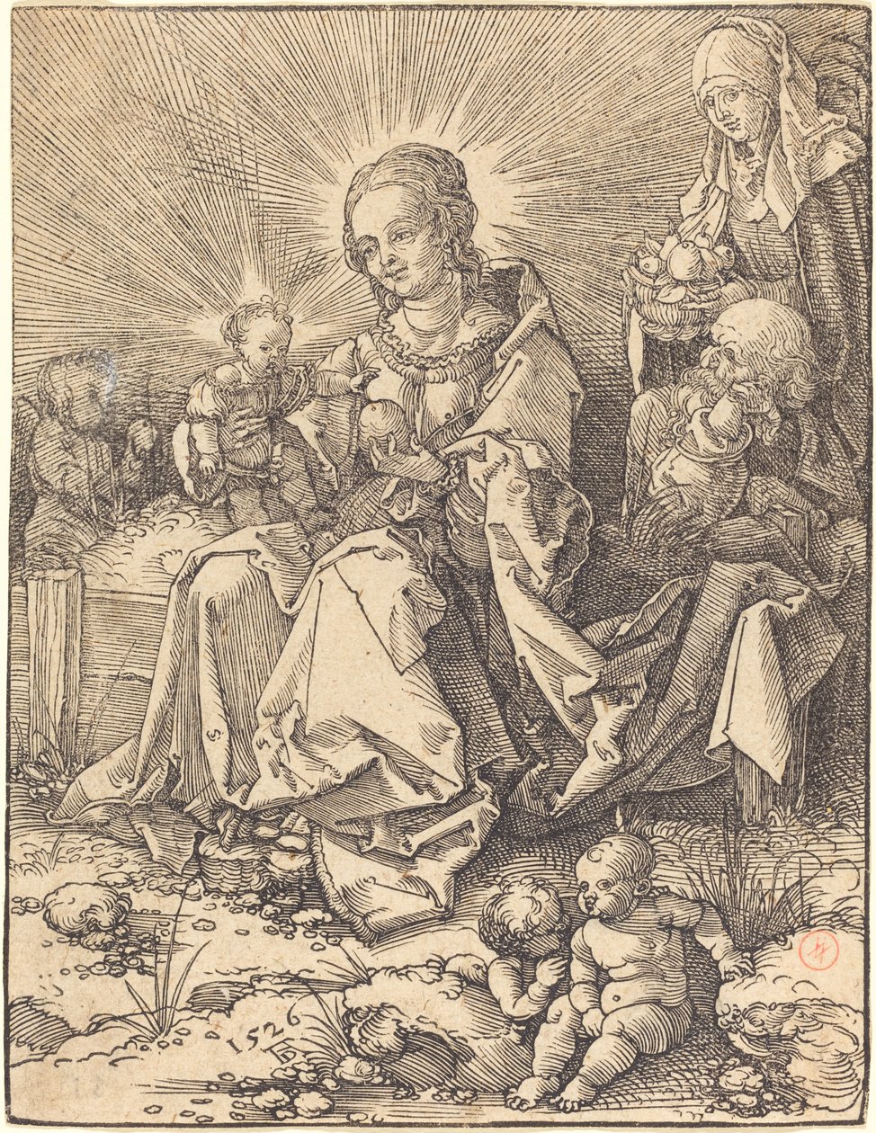 Die Heilige Familie auf einer Grasbank von Albrecht Dürer