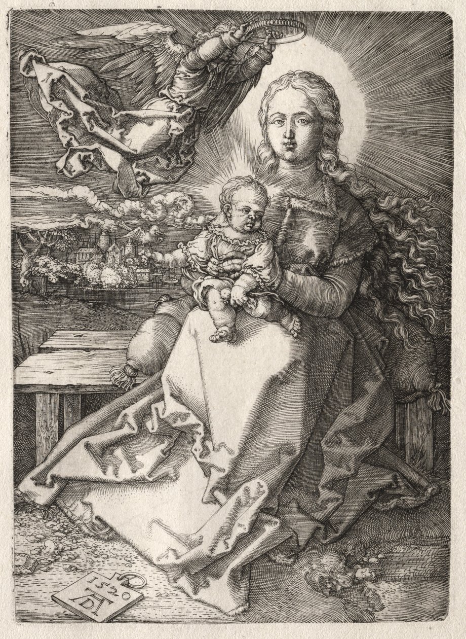 Jungfrau von einem Engel gekrönt von Albrecht Dürer