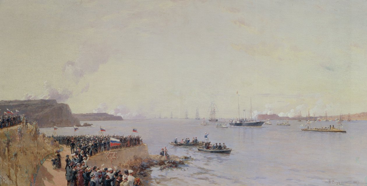 Ankunft von Kaiser Alexander III. (1845-94) in Sewastopol, 1887 von Aleksandr Karlovich Beggrov
