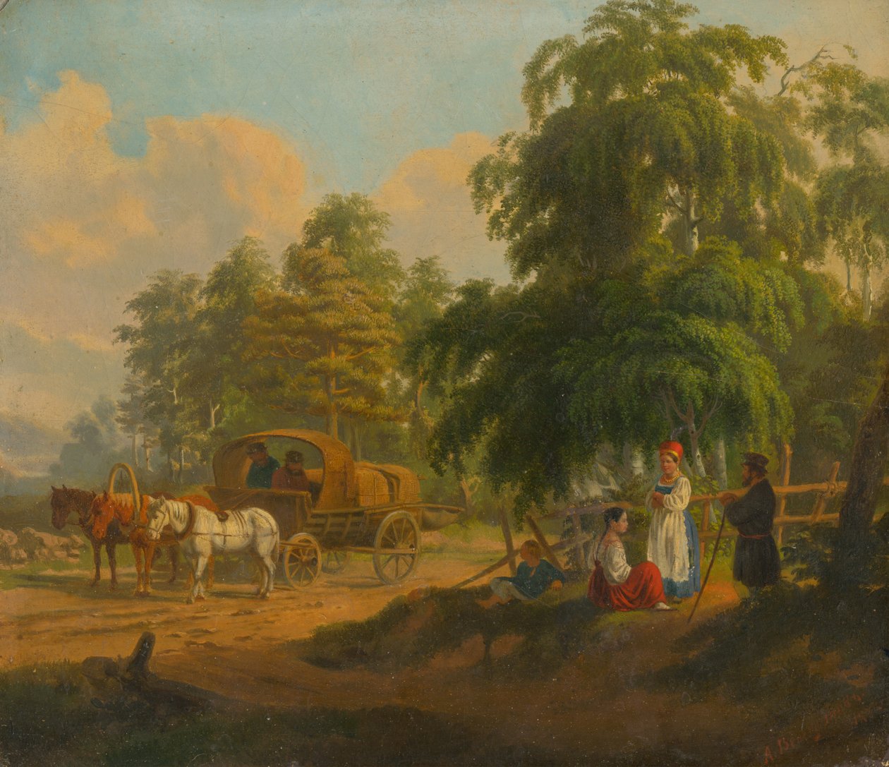 Landschaft mit russischer Troika, 1801 von Aleksei Gavrilovich Venetsianov