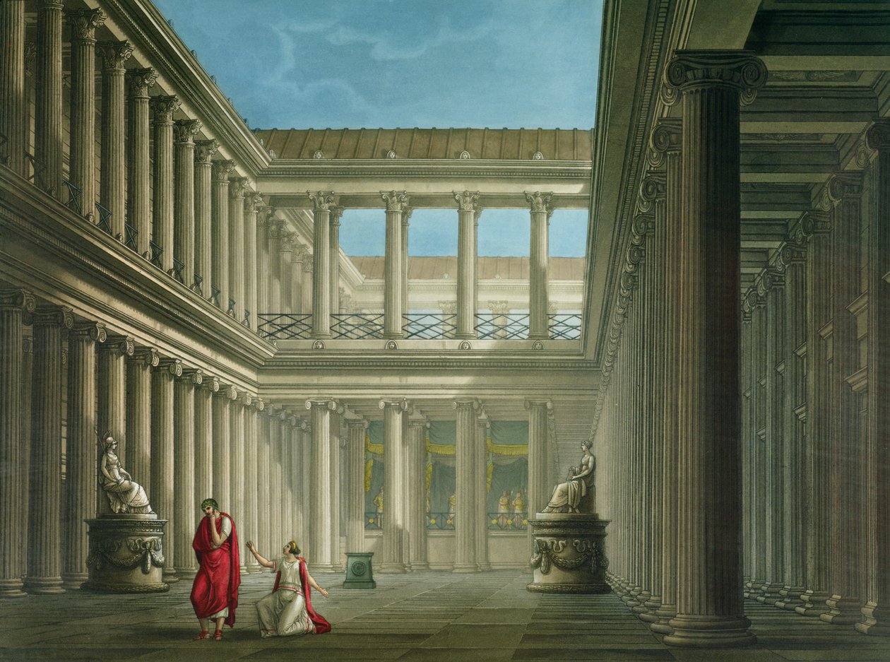 Innenansicht der Basilika in Pompeji, Entwurf für die Oper 
