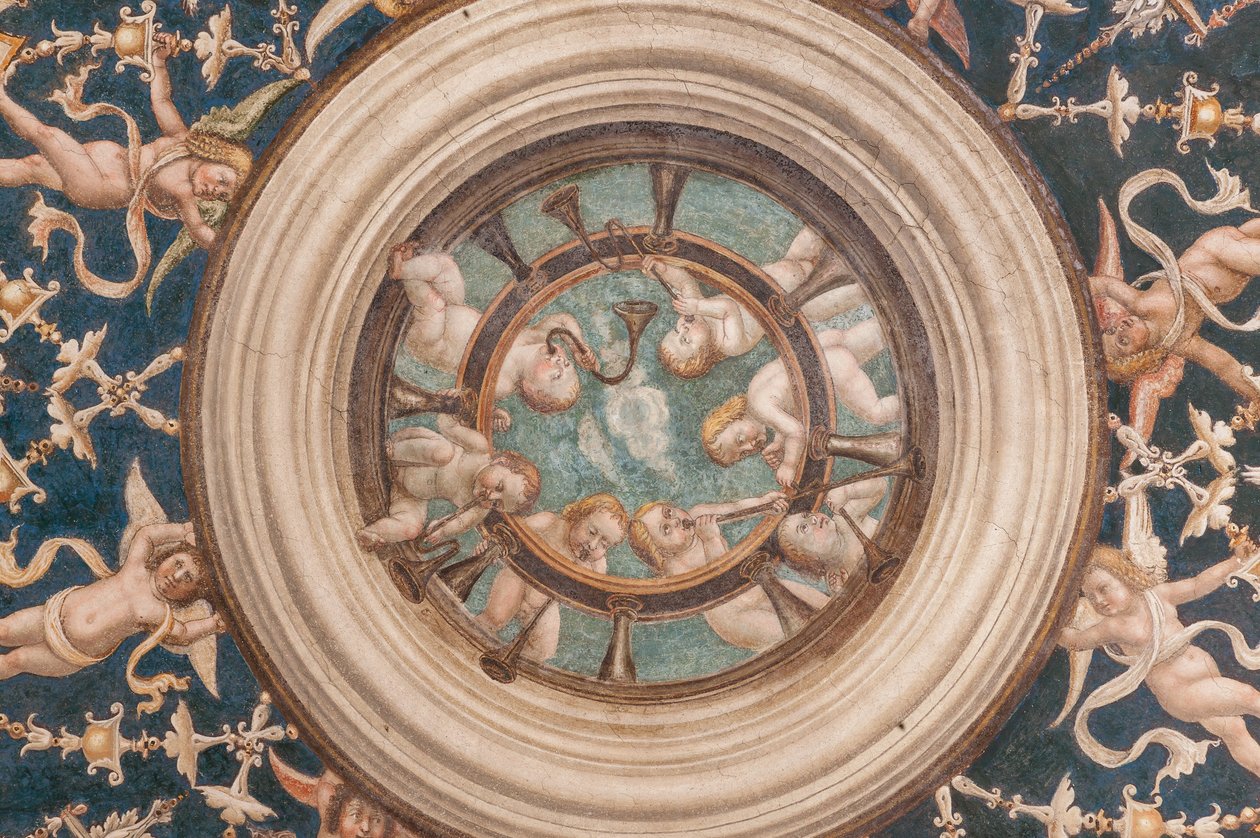 Putti spielen Musikinstrumente (Detail) von Alessandro Araldi