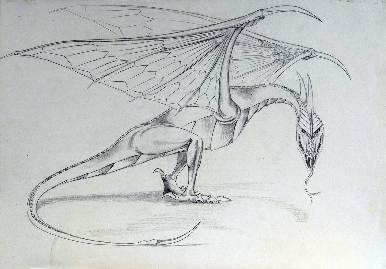 Fantastisches Wesen: Drache. Skizze von Alessandro Lonati von Alessandro Lonati