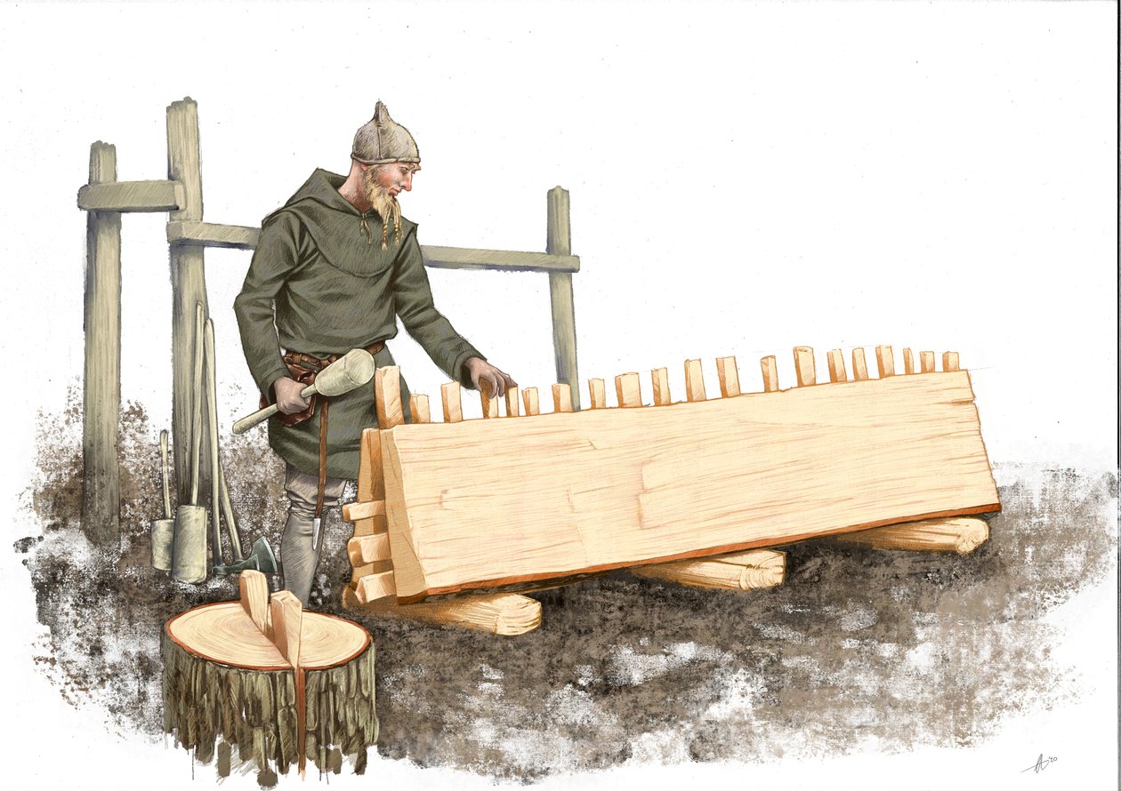 Wikinger Schiffbauer bei der Arbeit von Alessandro Lonati
