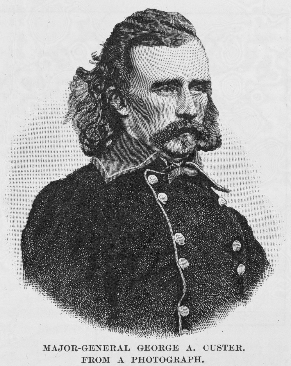 Generalmajor George Armstrong Custer, graviert nach einem Foto, Illustration aus 