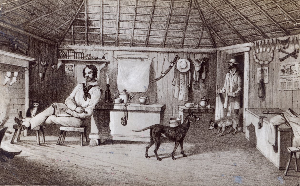 Das erste Heim des Squatters, um 1847 von Alexander Denistoun Lang