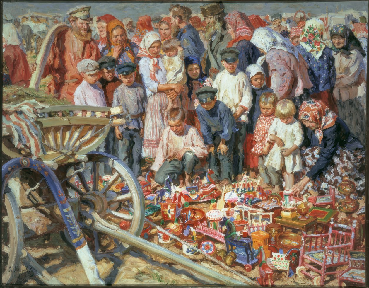 Spielzeugverkäuferin auf dem Jahrmarkt von Alexander Viktorowitsch Morawow