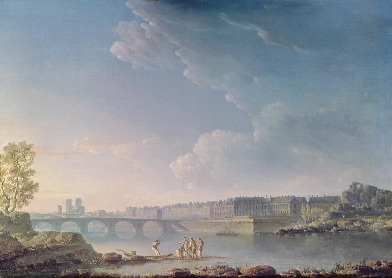 Die Île Saint-Louis und die Pont de la Tournelle, ca. 1780 von Alexandre Jean Noel