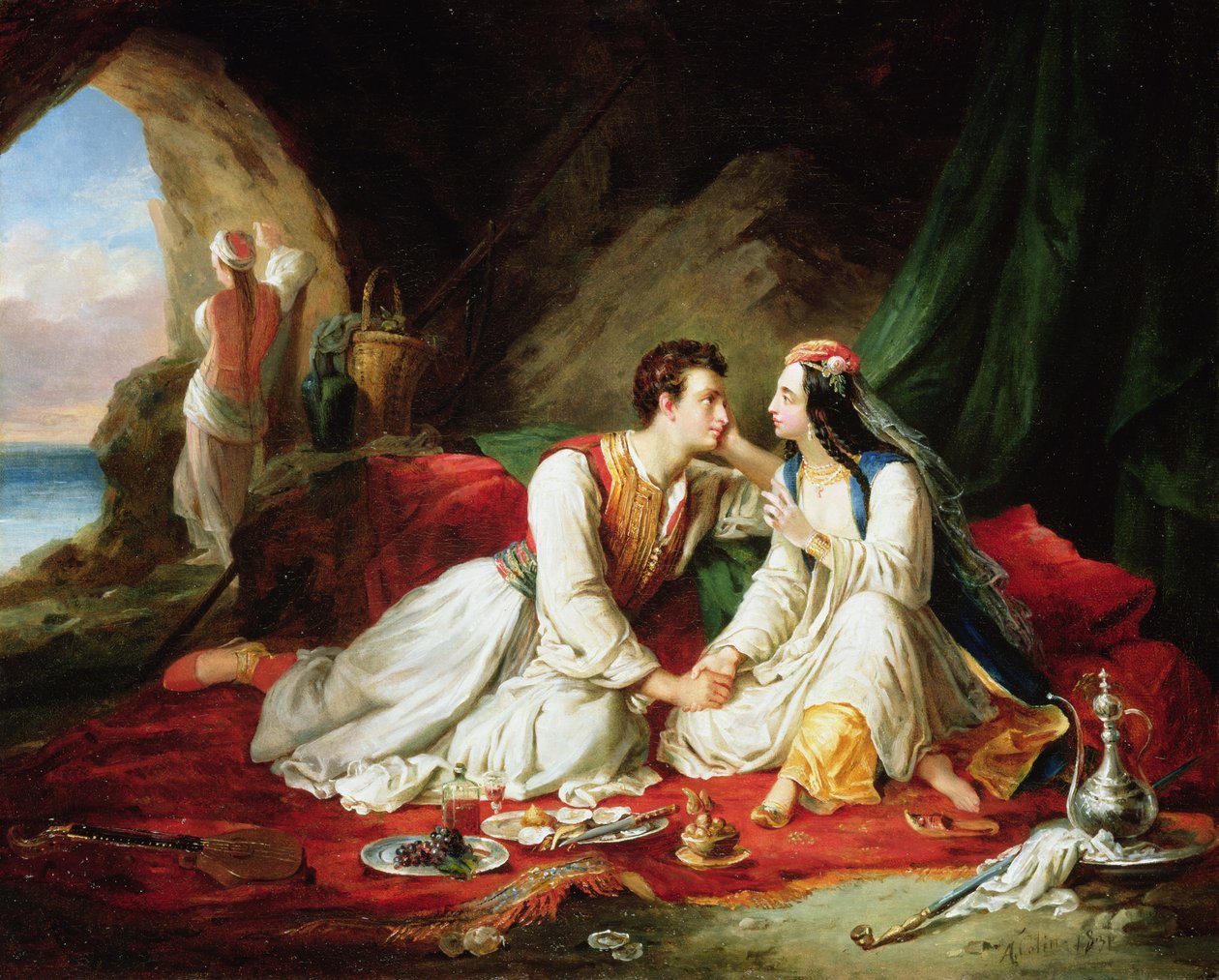Byron als Don Juan, mit Haidee, 1831 von Alexandre Colin