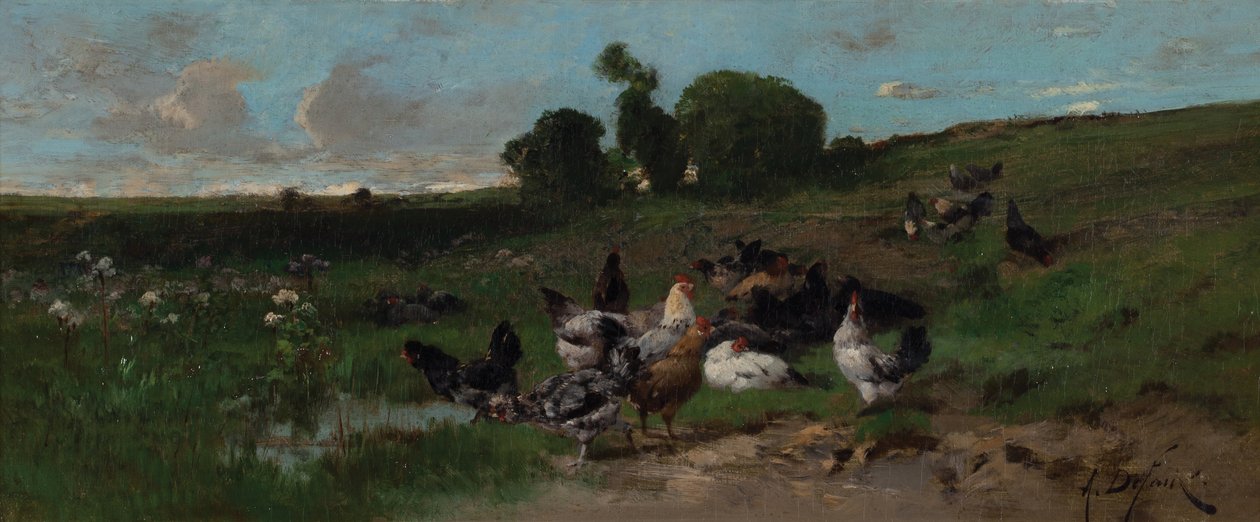 Animierte Landschaft mit Hühnern von Alexandre Defaux