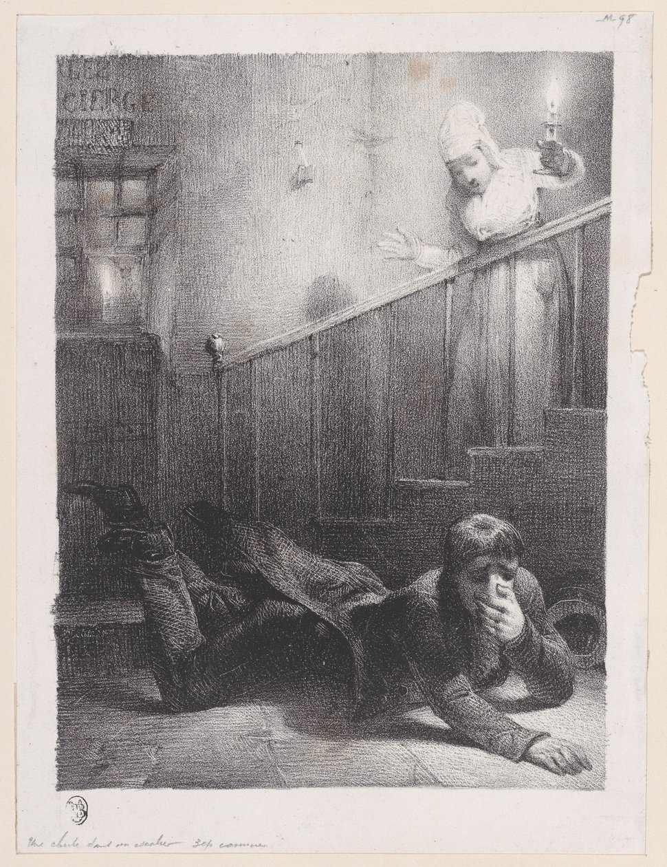 Ein Sturz die Treppe hinunter von Alexandre Gabriel Decamps