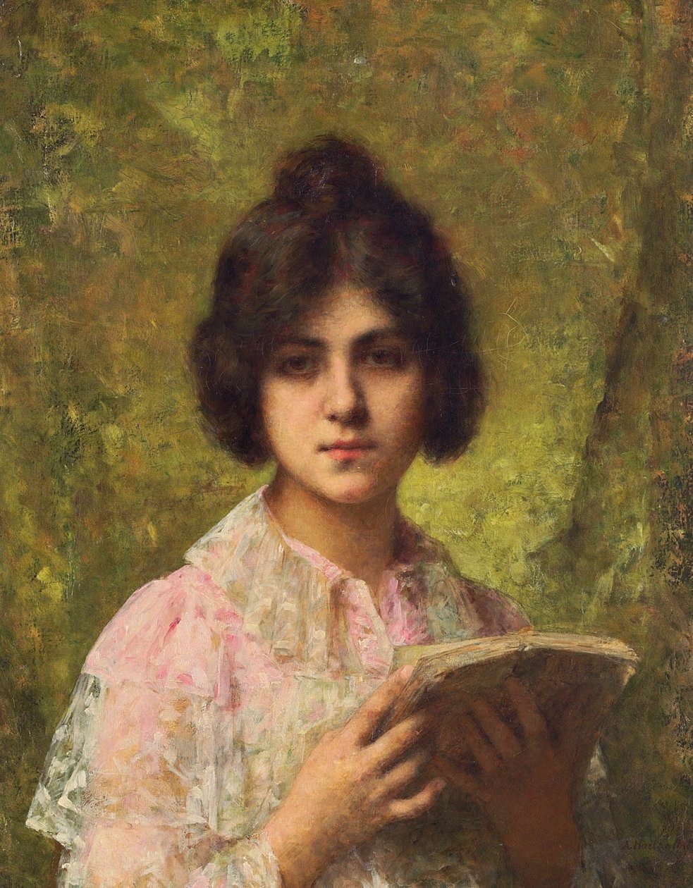 Eine junge Frau mit einem Buch von Alexei Harlamov