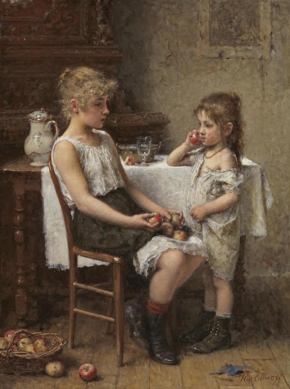 Kinder mit Äpfeln von Alexei Harlamov
