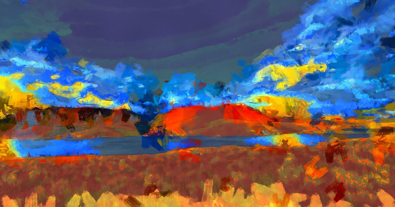 Landschaft mit See, 2020 von Alexei Makhov