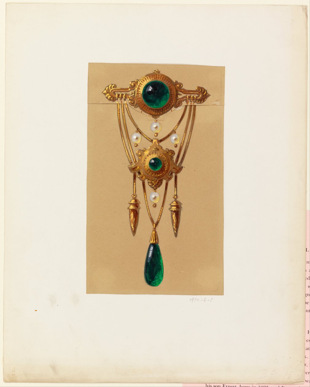 Entwurf für eine Gold- und Cabochon-Edelstein-Brosche von Alexis Falize