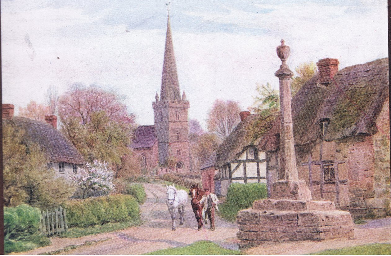 Childs Wickham, bei Evesham, Worcester, aus The Cottages and the Village Life of Rural England, veröffentlicht von Dent & Sons Limited, 1912 von Alfred Robert Quinton