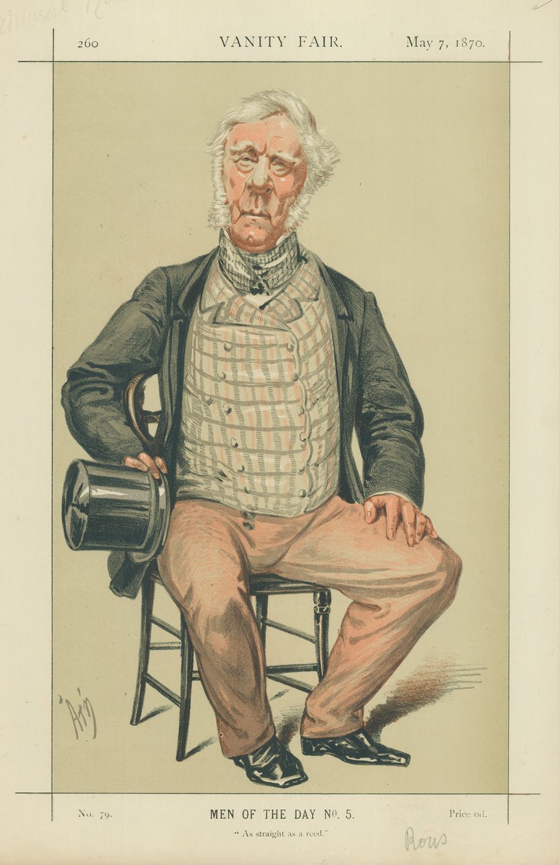 Admiral Rous, So gerade wie ein Schilfrohr, 7. Mai 1870, Vanity Fair Karikatur von Alfred Thompson