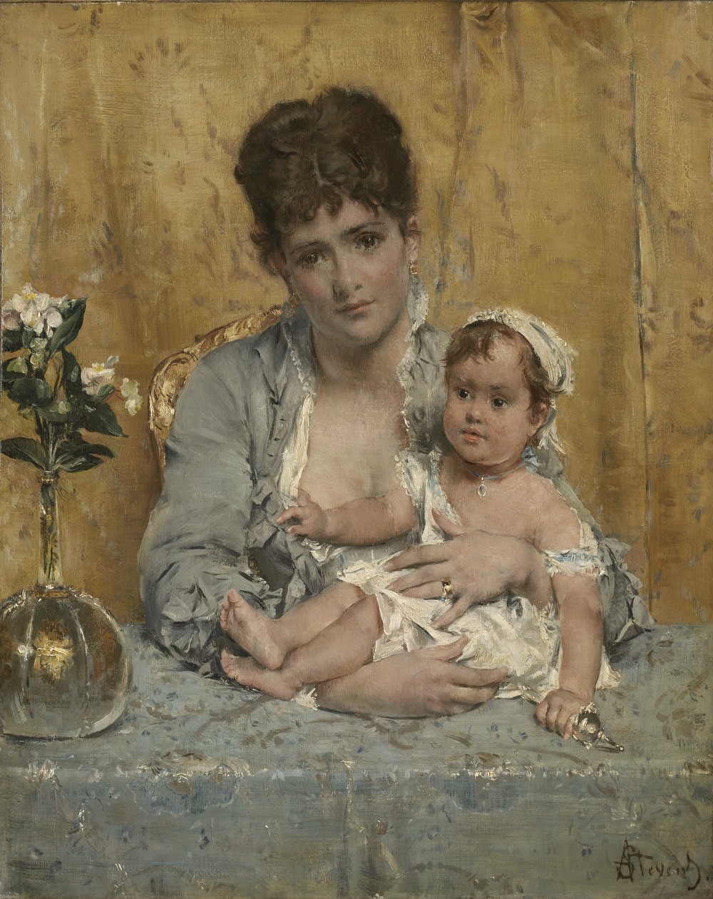 Mutter und Kind, ca. 1875-1880 von Alfred Emile Stevens