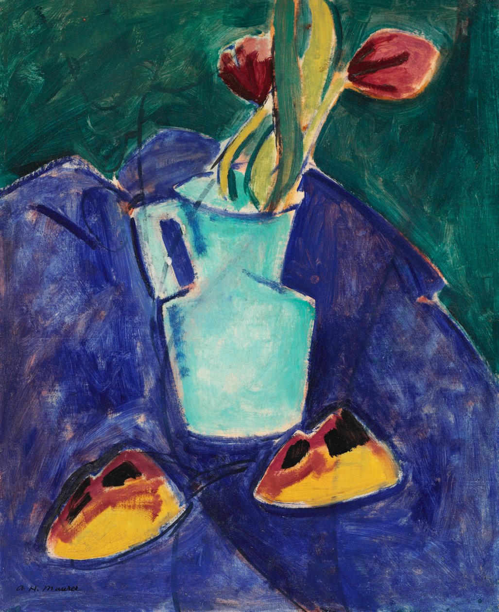 Tulpen in einer grünen Vase von Alfred Henry Maurer