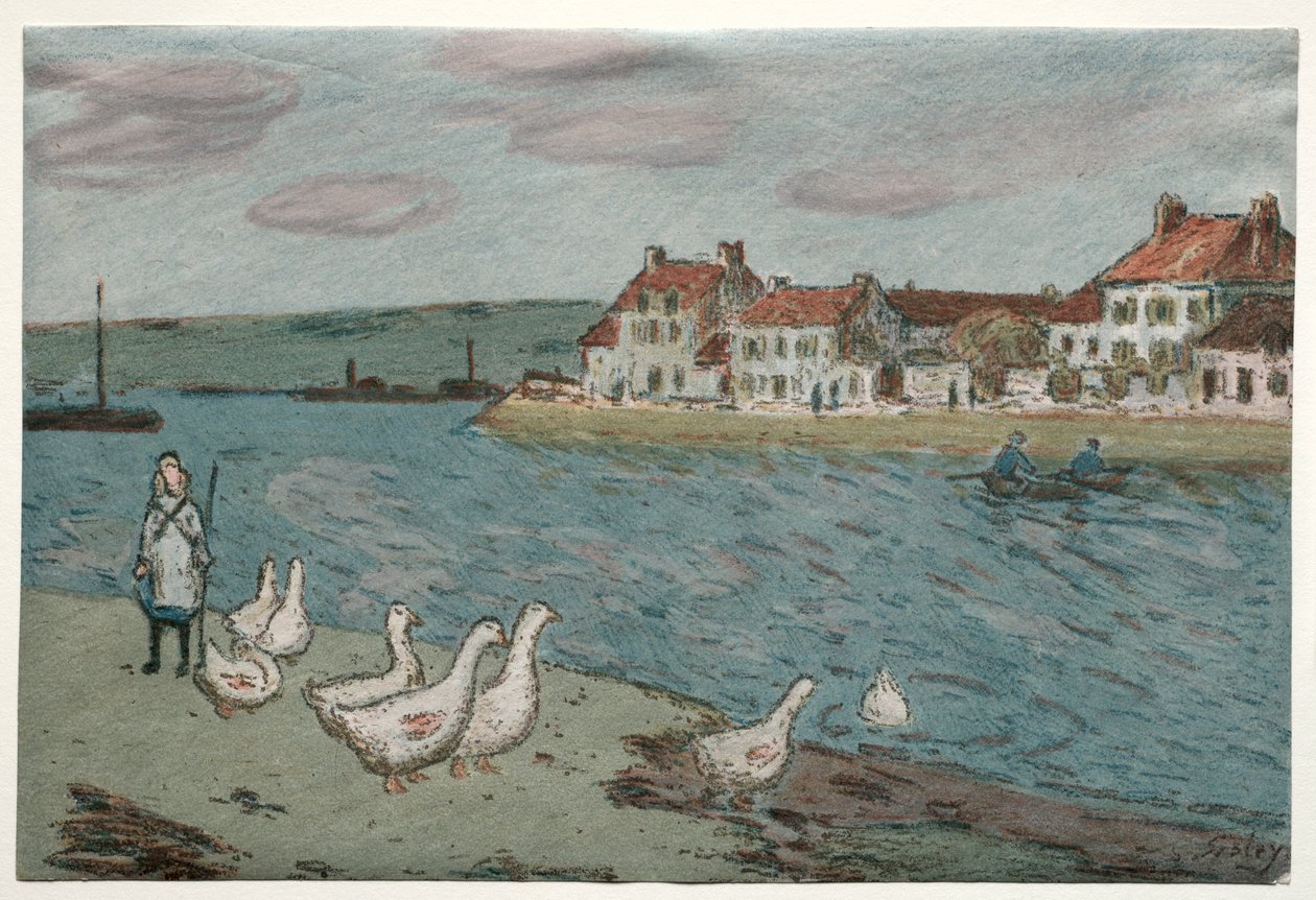 Das Flussufer oder Gänse von Alfred Sisley