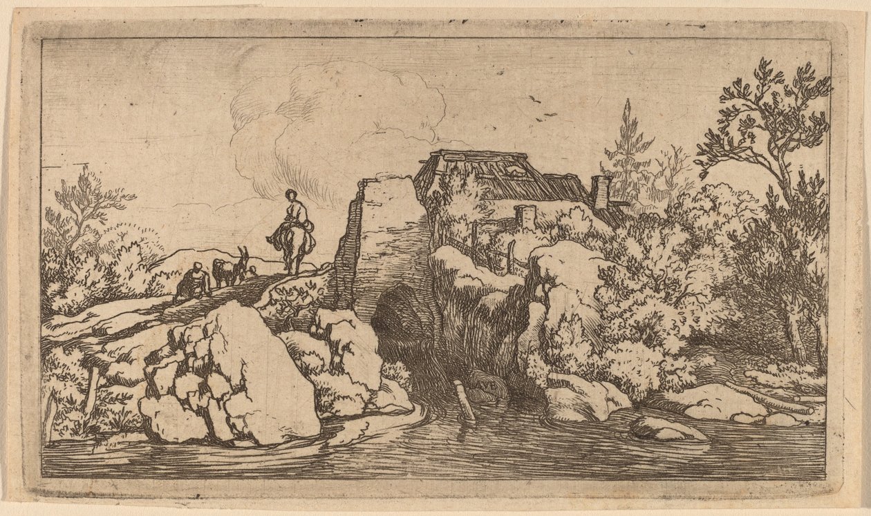 Reiter auf einer Steinbrücke von Allart van Everdingen