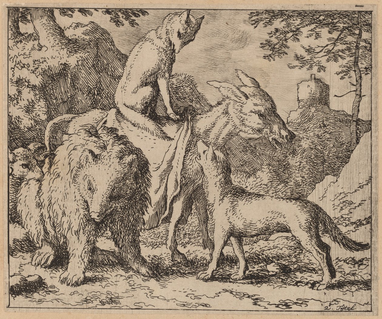 Reynard sitzt auf dem Esel von Allart van Everdingen