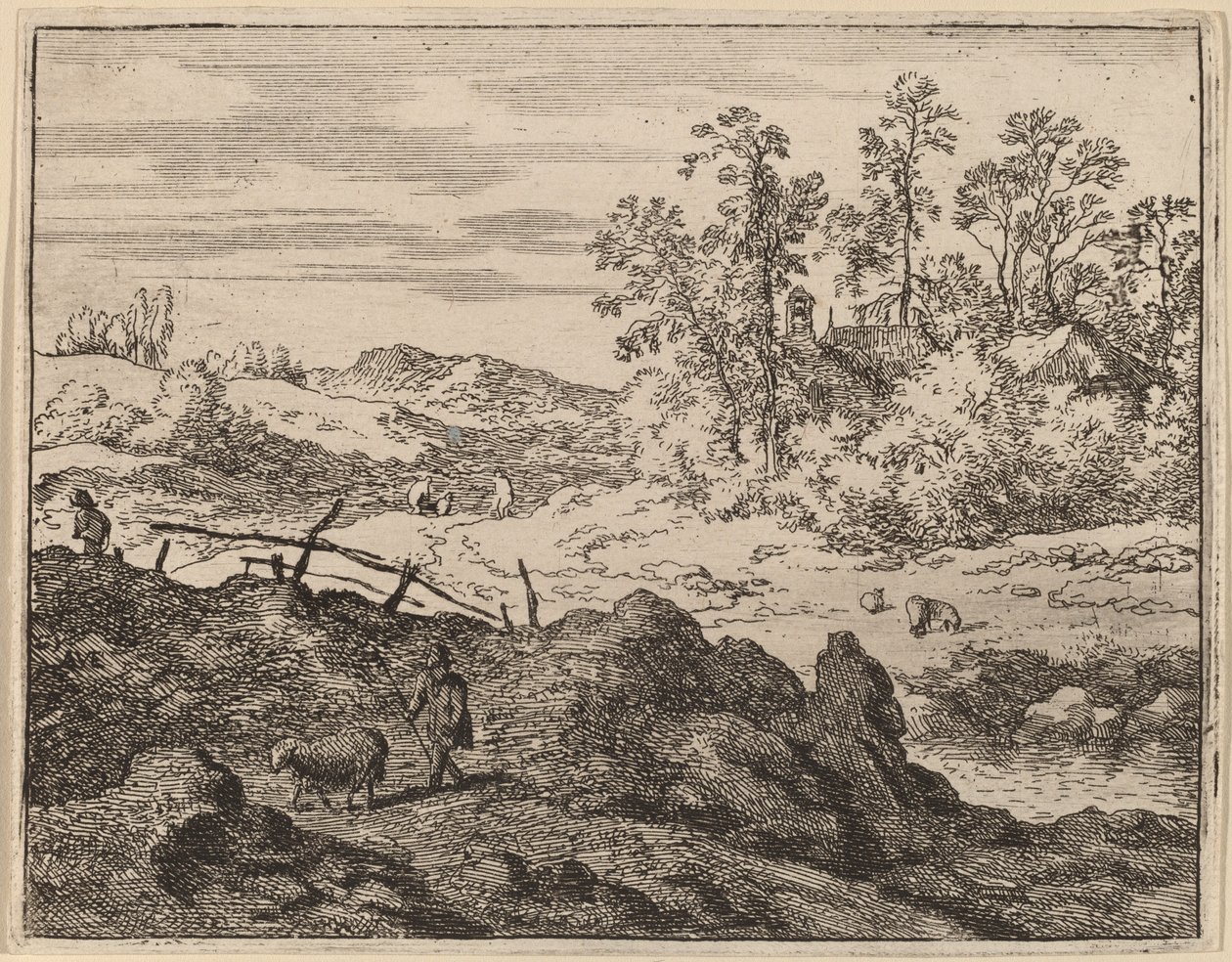 Hirte mit Lamm, wahrscheinlich um 1645-1656 von Allart van Everdingen