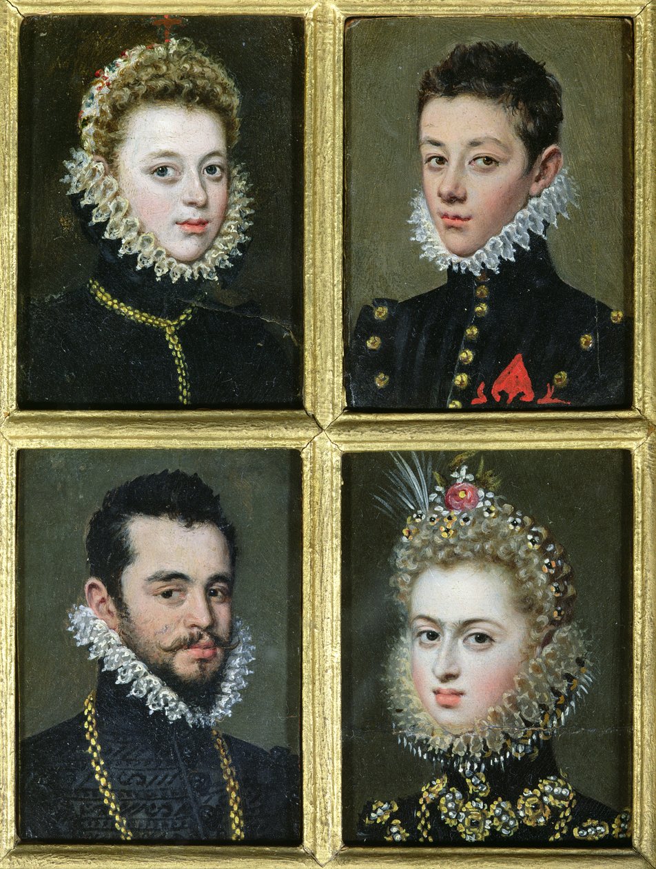Porträt von zwei Männern und zwei Frauen von Alonso Sánchez Coello