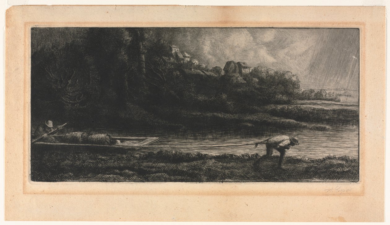 Die Landschaft mit dem Boot von Alphonse Legros