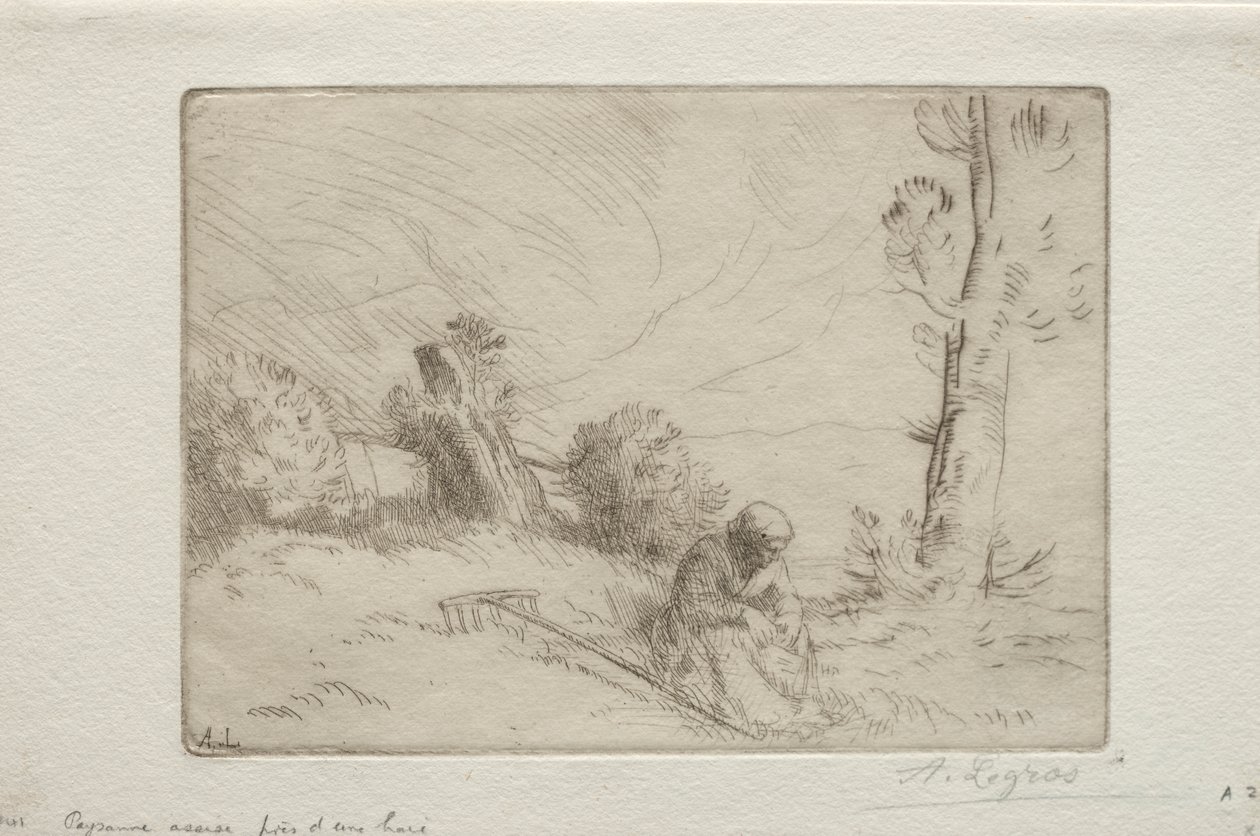 Bauer nahe einer Steinmauer von Alphonse Legros