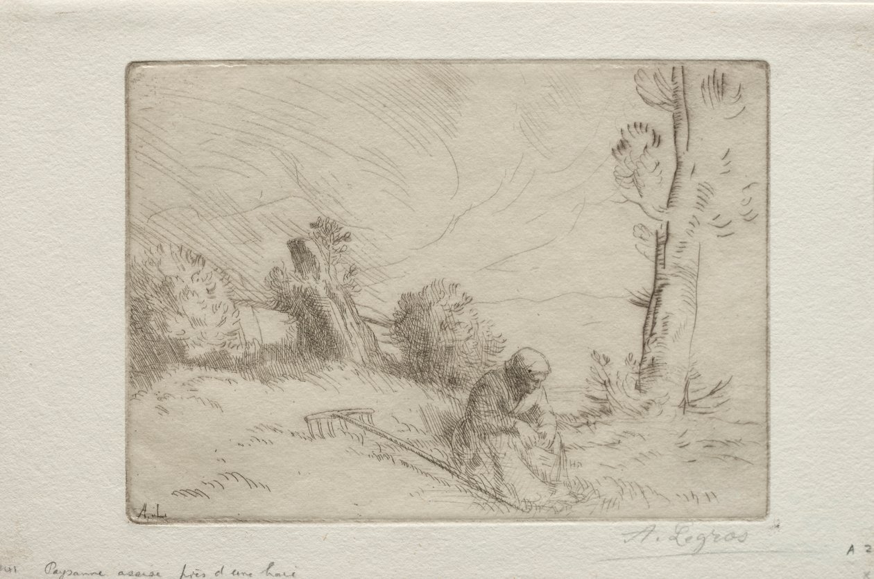 Bauer an einer Steinmauer von Alphonse Legros