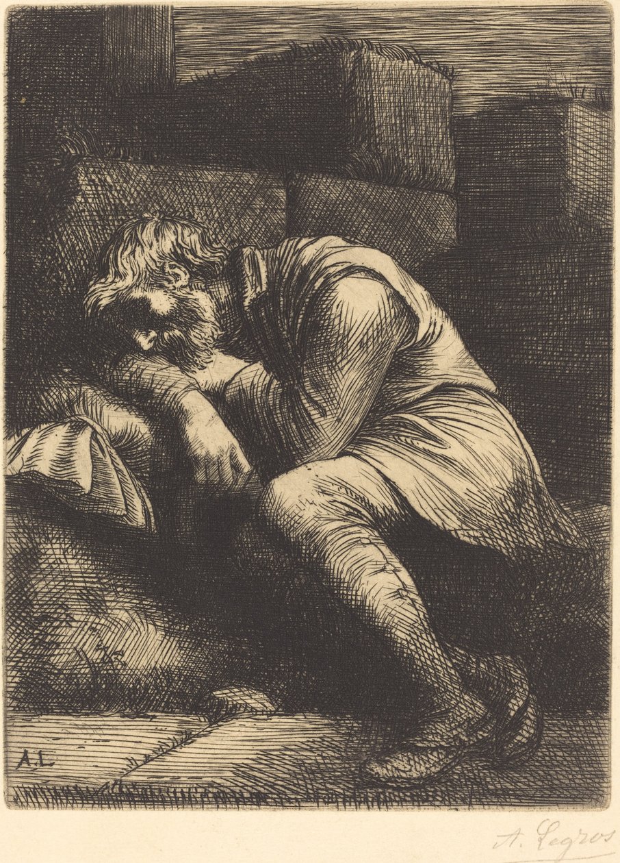 Schlafender Bettler von Alphonse Legros
