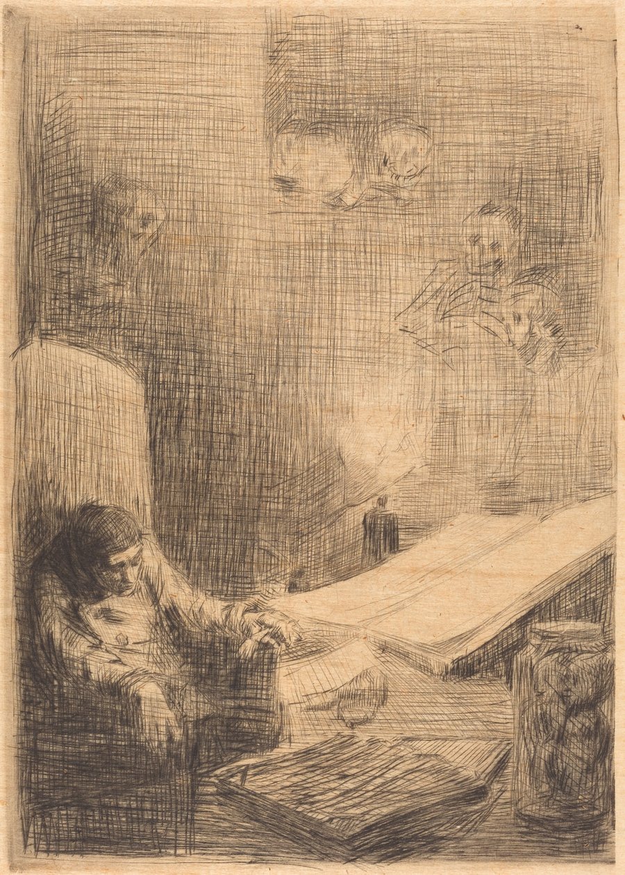 Der schlafende Gelehrte von Alphonse Legros