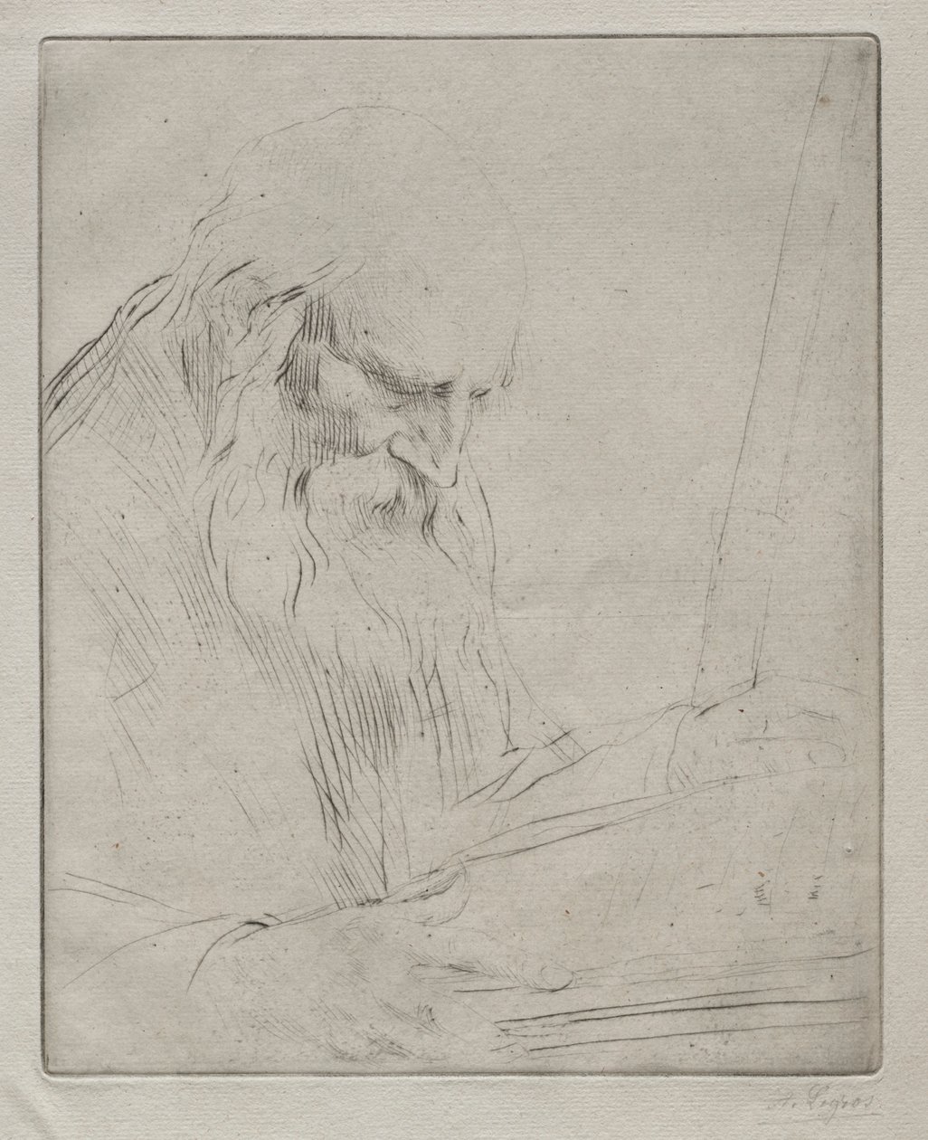 Studie eines lesenden Mannes von Alphonse Legros