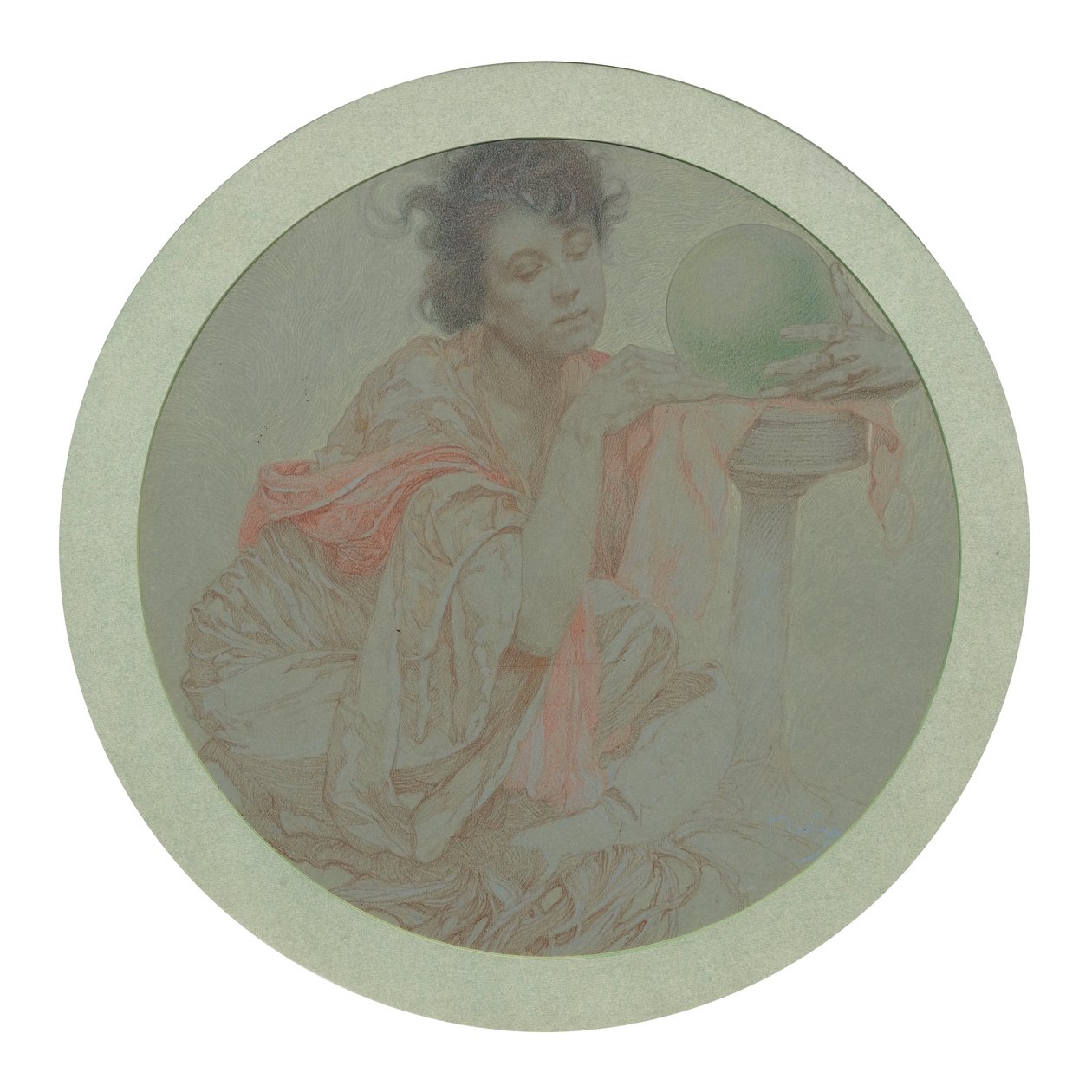 Wahrsagerin mit Kristallkugel von Alphonse Mucha