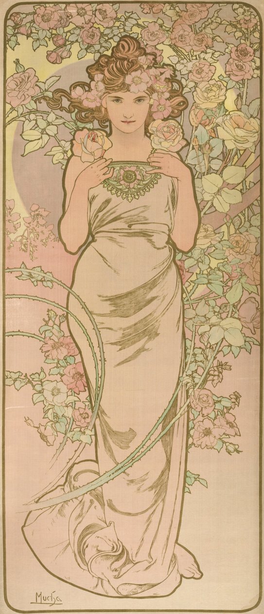 Die belebte Frau in Blüte von Alphonse Mucha