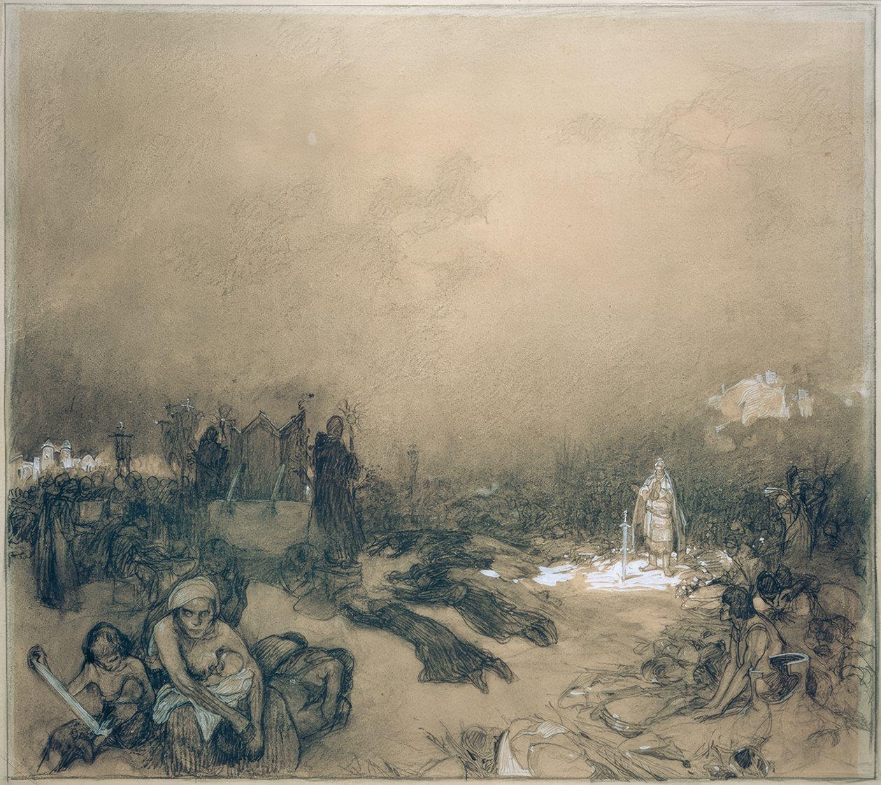 Nach der Schlacht auf dem Berge Vítkov von Alphonse Mucha